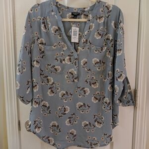 Torrid Light Blue Floral Blouse